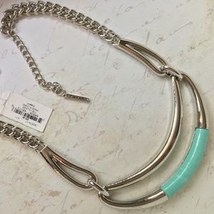 T Tahari Silver and Turquoise Collar Necklace